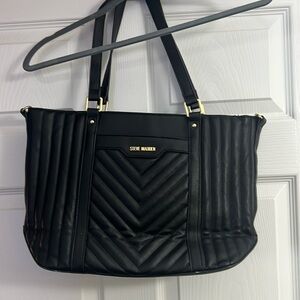 Steve Madden Black Chevron Tote Black